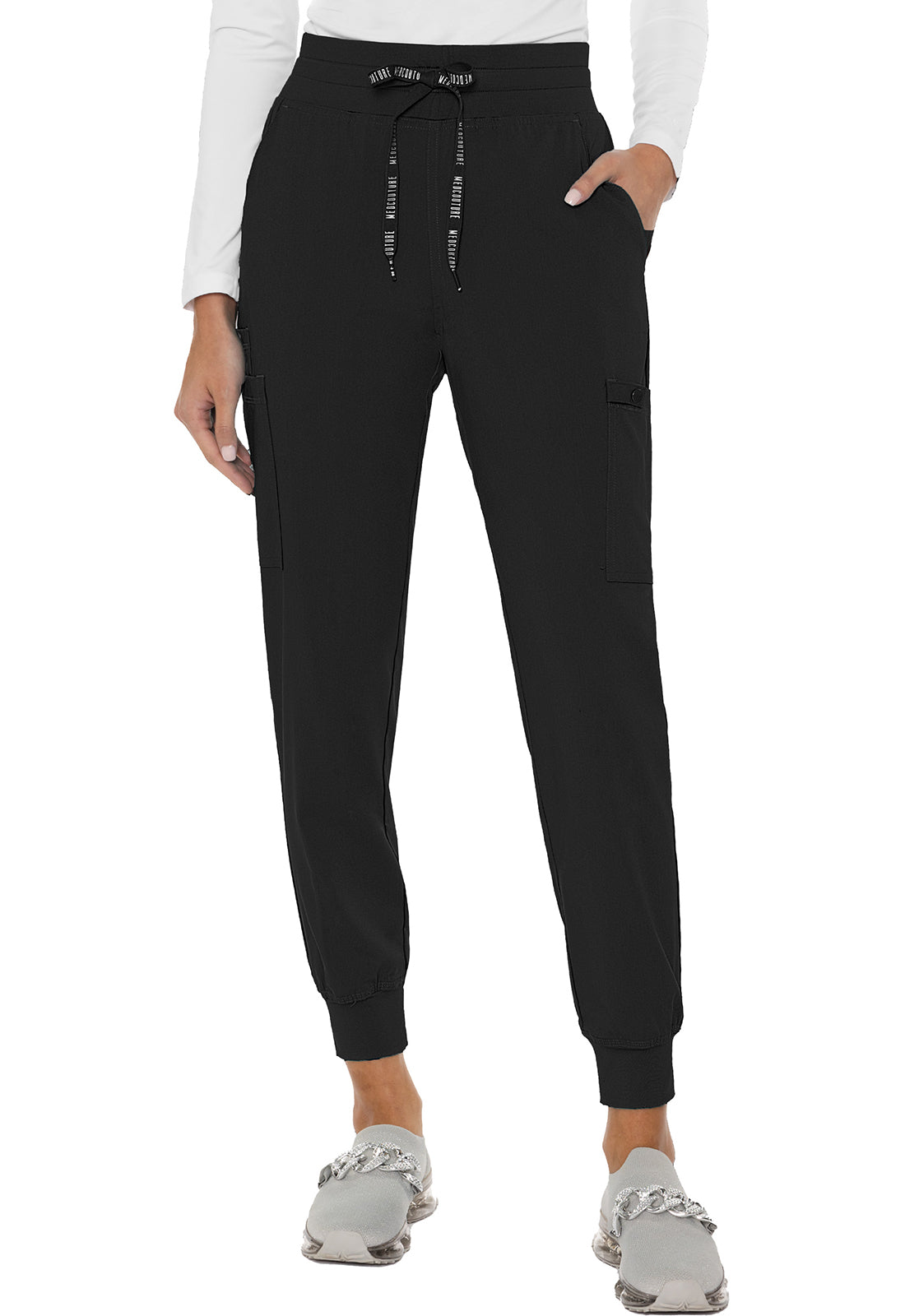 Touch MC7705 Women's Double Cargo Scrub Joggers Black
