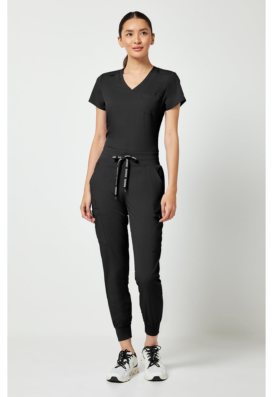 Touch MC7705 Women's Double Cargo Scrub Joggers Black