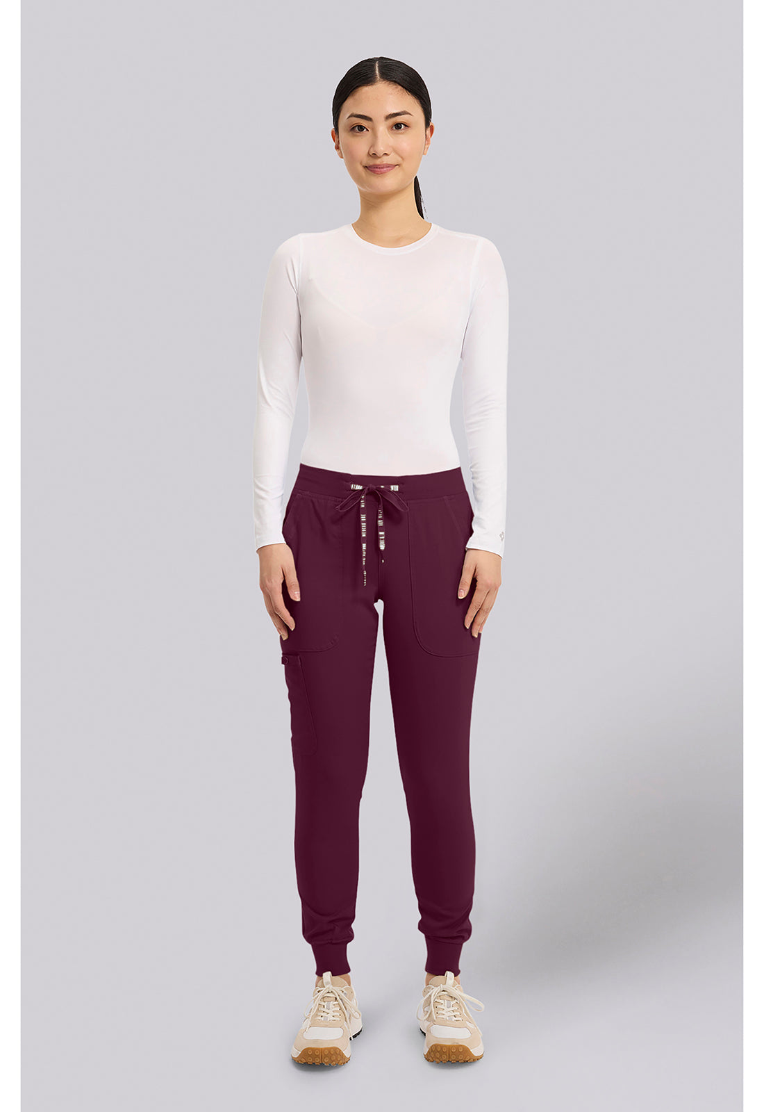 Touch MC7710 Women's Scrub Joggers Yoga Scrub Pants Wine