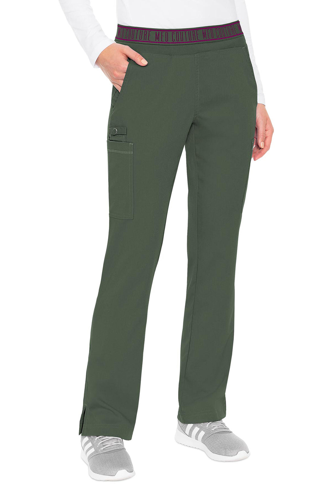 Touch MC7739 Women's Yoga 2 Cargo Pocket Scrub Pants Olive