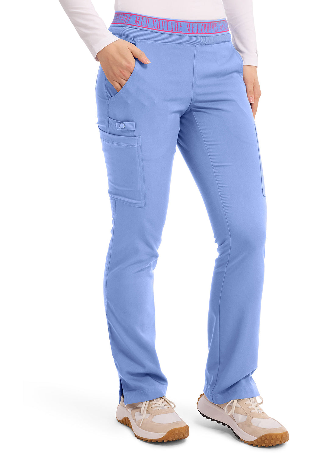 Touch MC7739 Women's Yoga 2 Cargo Pocket Scrub Pants Ciel
