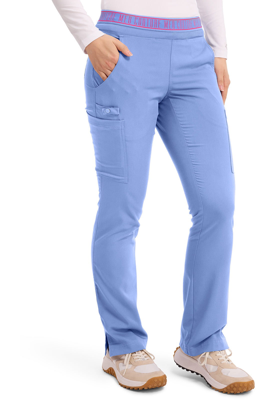 Touch MC7739 Women's Yoga 2 Cargo Pocket Scrub Pants Ciel