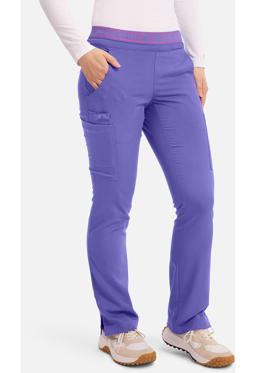 Touch MC7739 Women's Yoga 2 Cargo Pocket Scrub Pants Electric Lavender