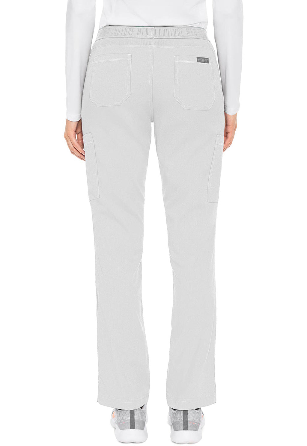Touch MC7739 Women's Yoga 2 Cargo Pocket Scrub Pants White