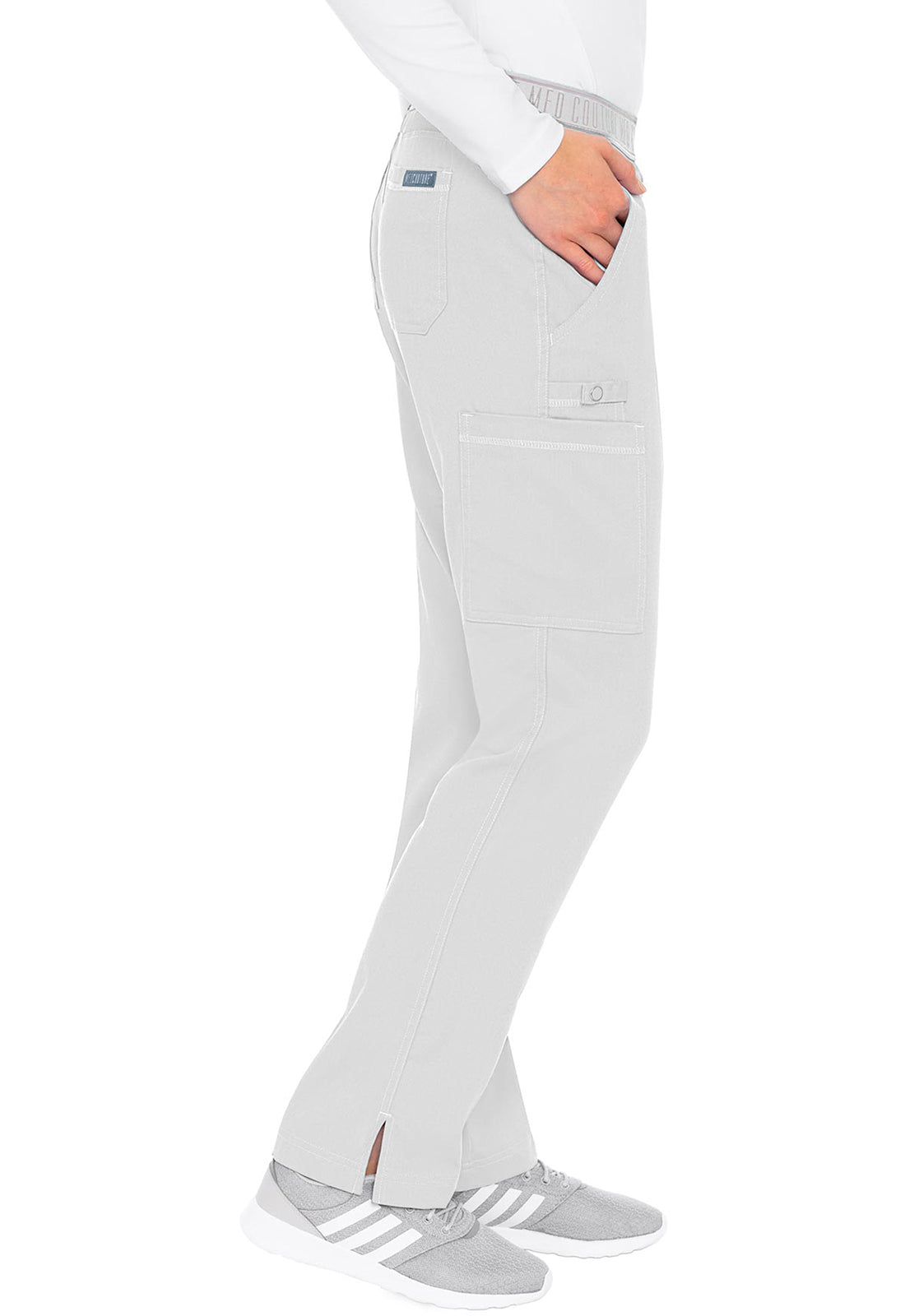 Touch MC7739 Women's Yoga 2 Cargo Pocket Scrub Pants White