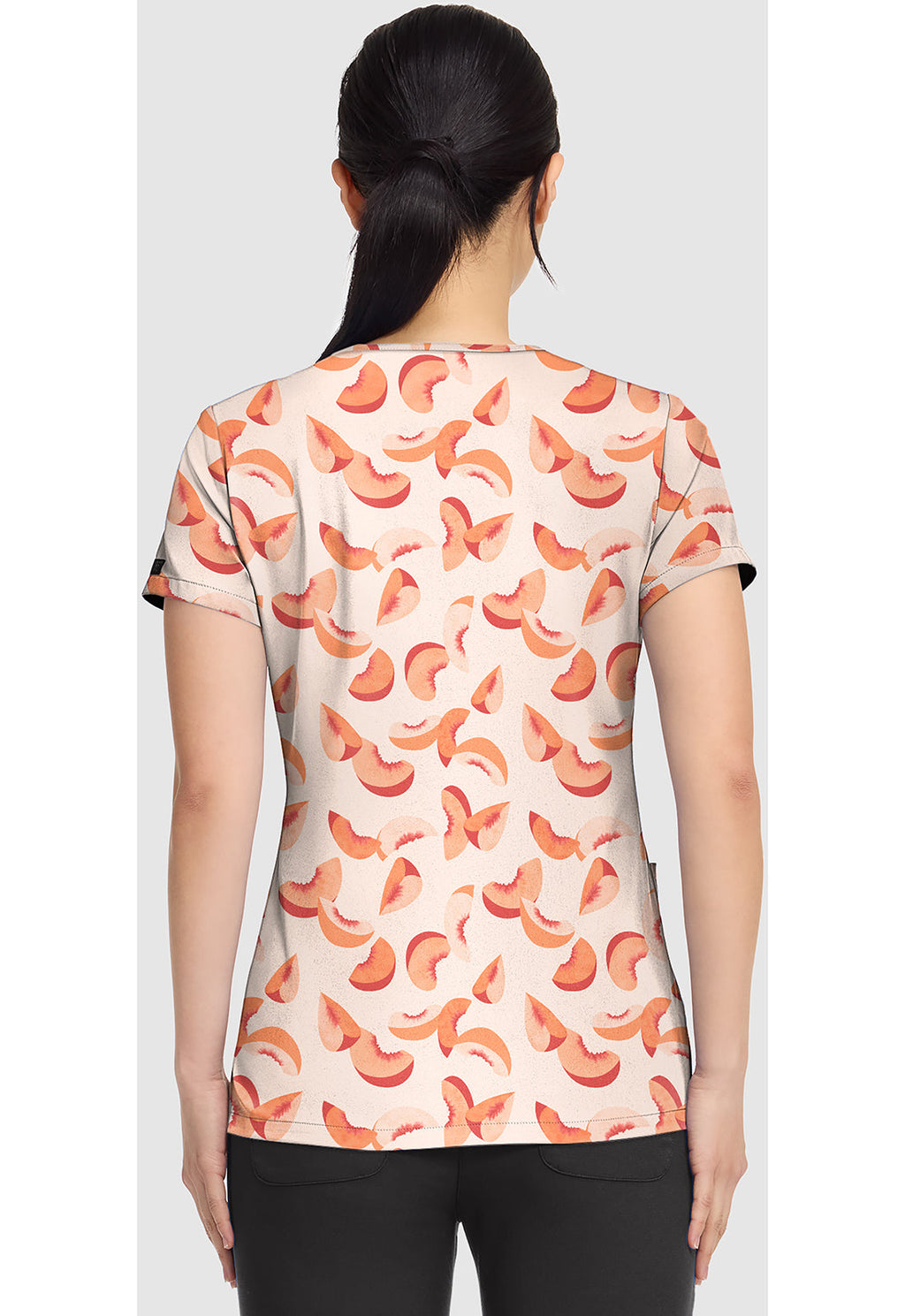 Prints MC8564 Women's V-Neck Print Scrub Top Just Peachy