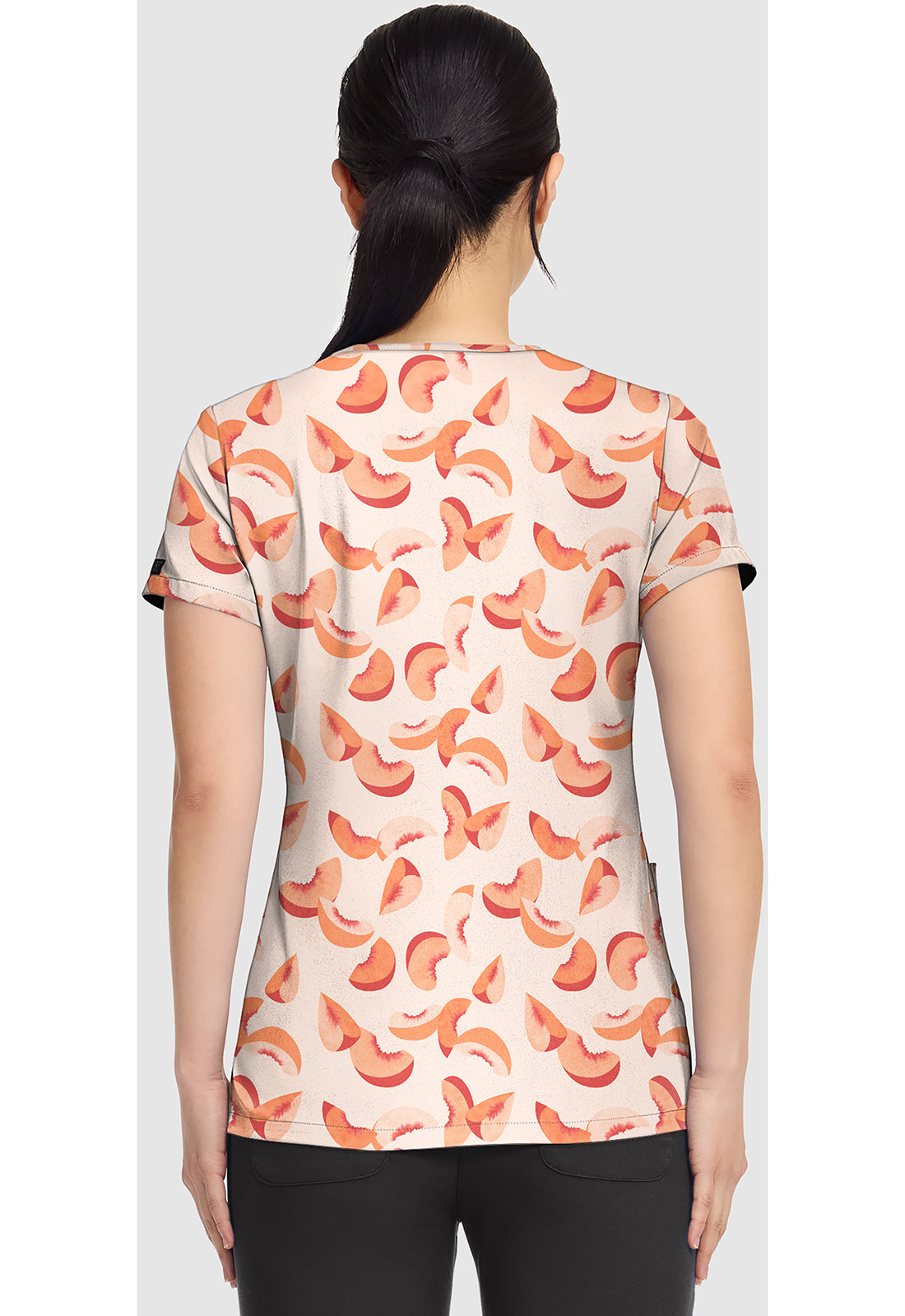 Prints MC8564 Women's V-Neck Print Scrub Top Just Peachy