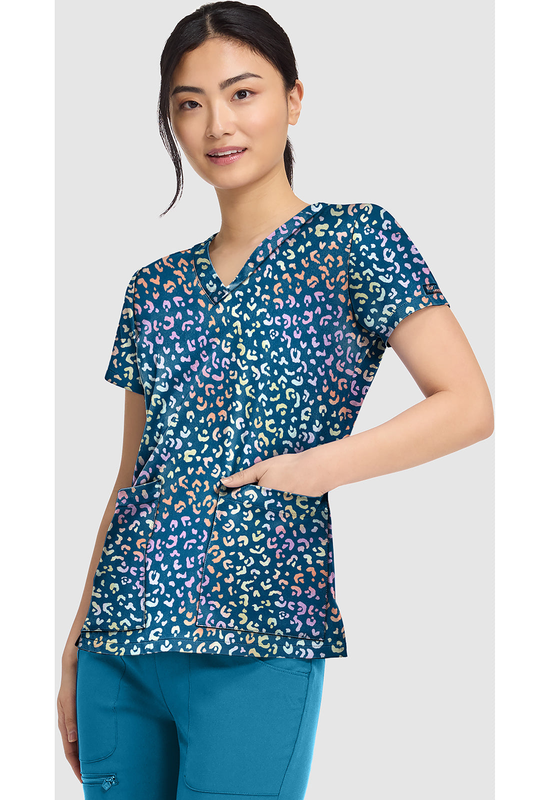 Prints MC8564 Women's V-Neck Print Scrub Top Magical Cheetah