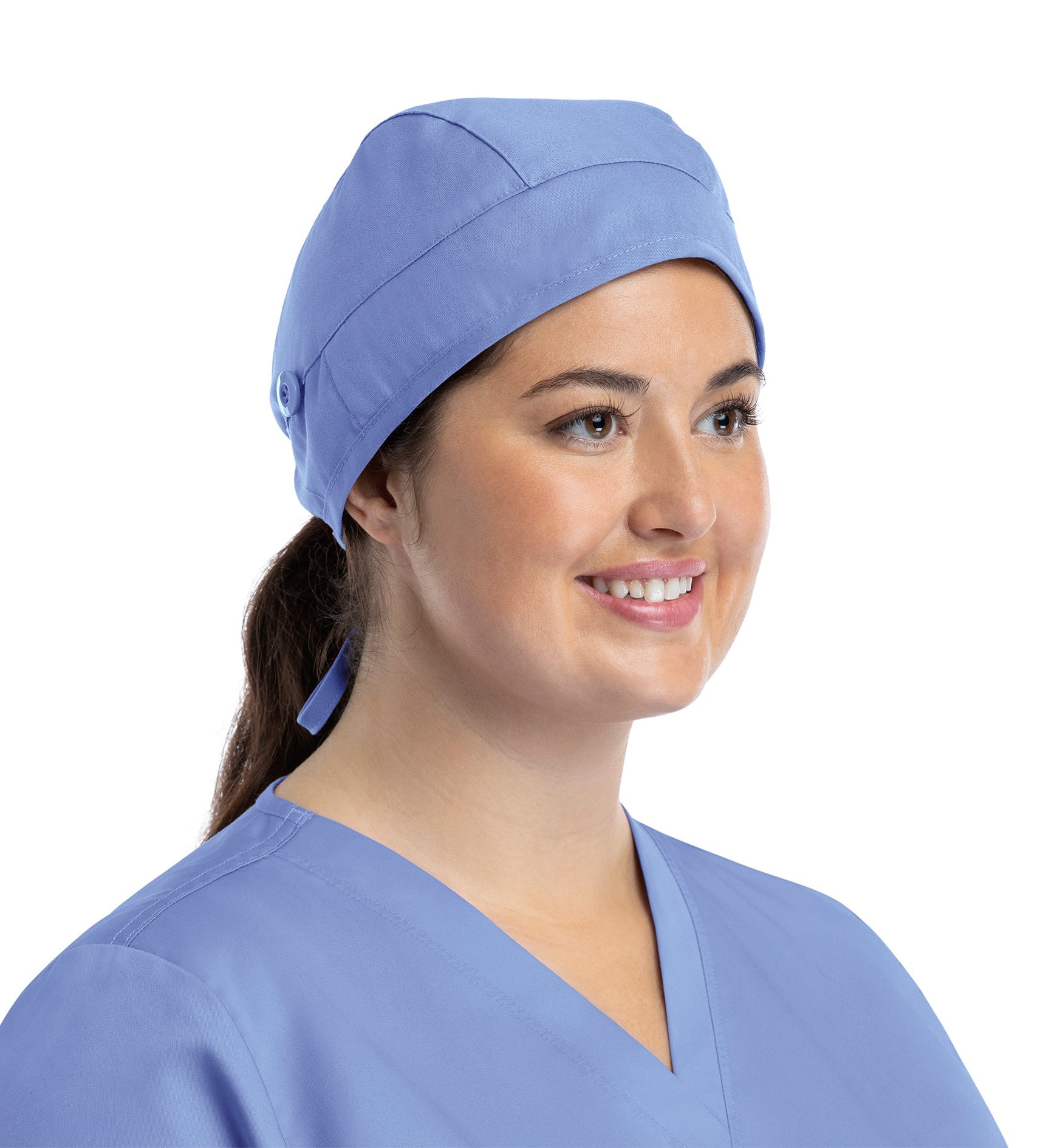 Scrub Caps NC015 Unisex Cap With Button Ceil Blue (CBLD)