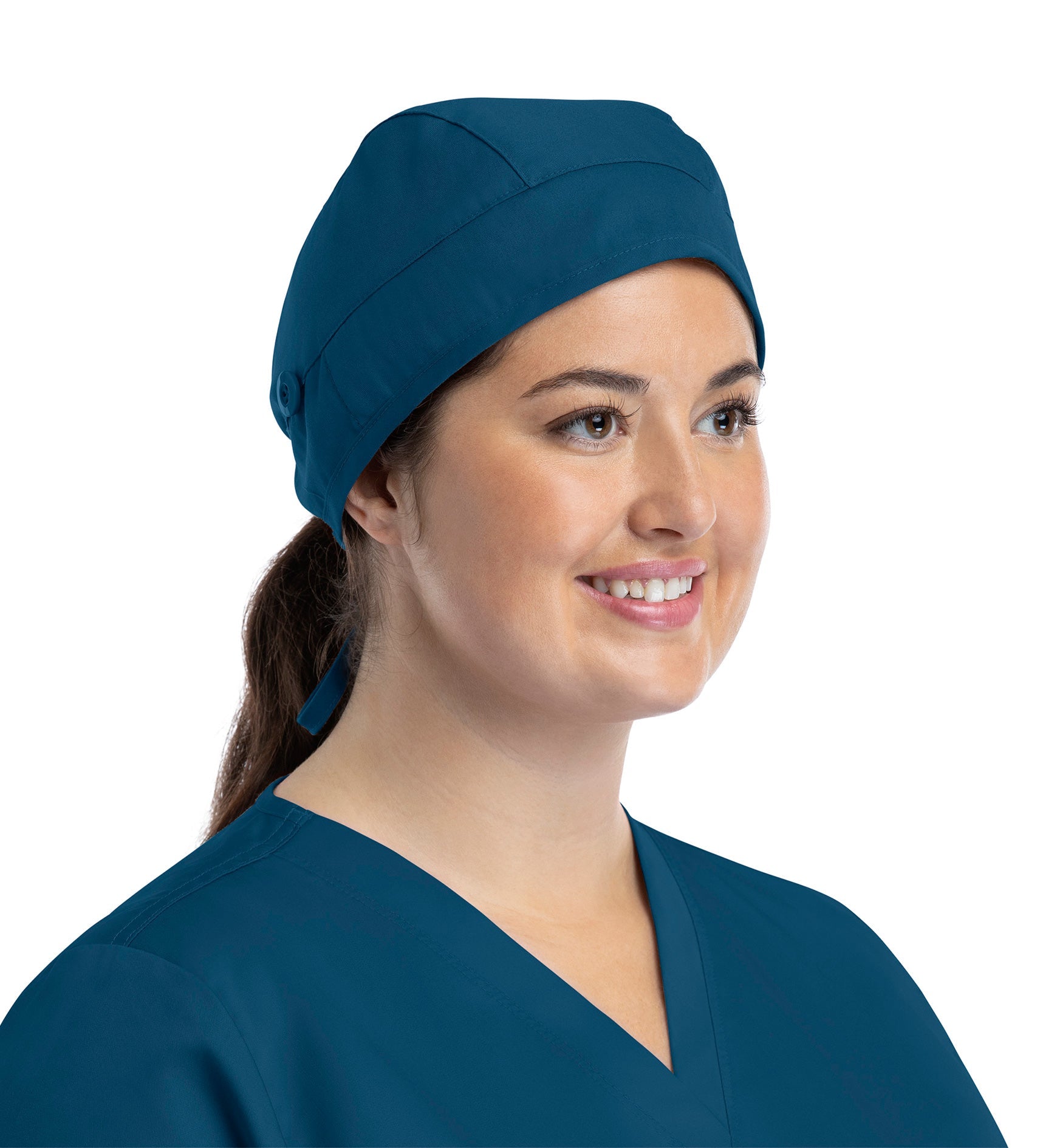 Scrub Caps NC015 Unisex Cap With Button Caribbean Blue (CRBA)