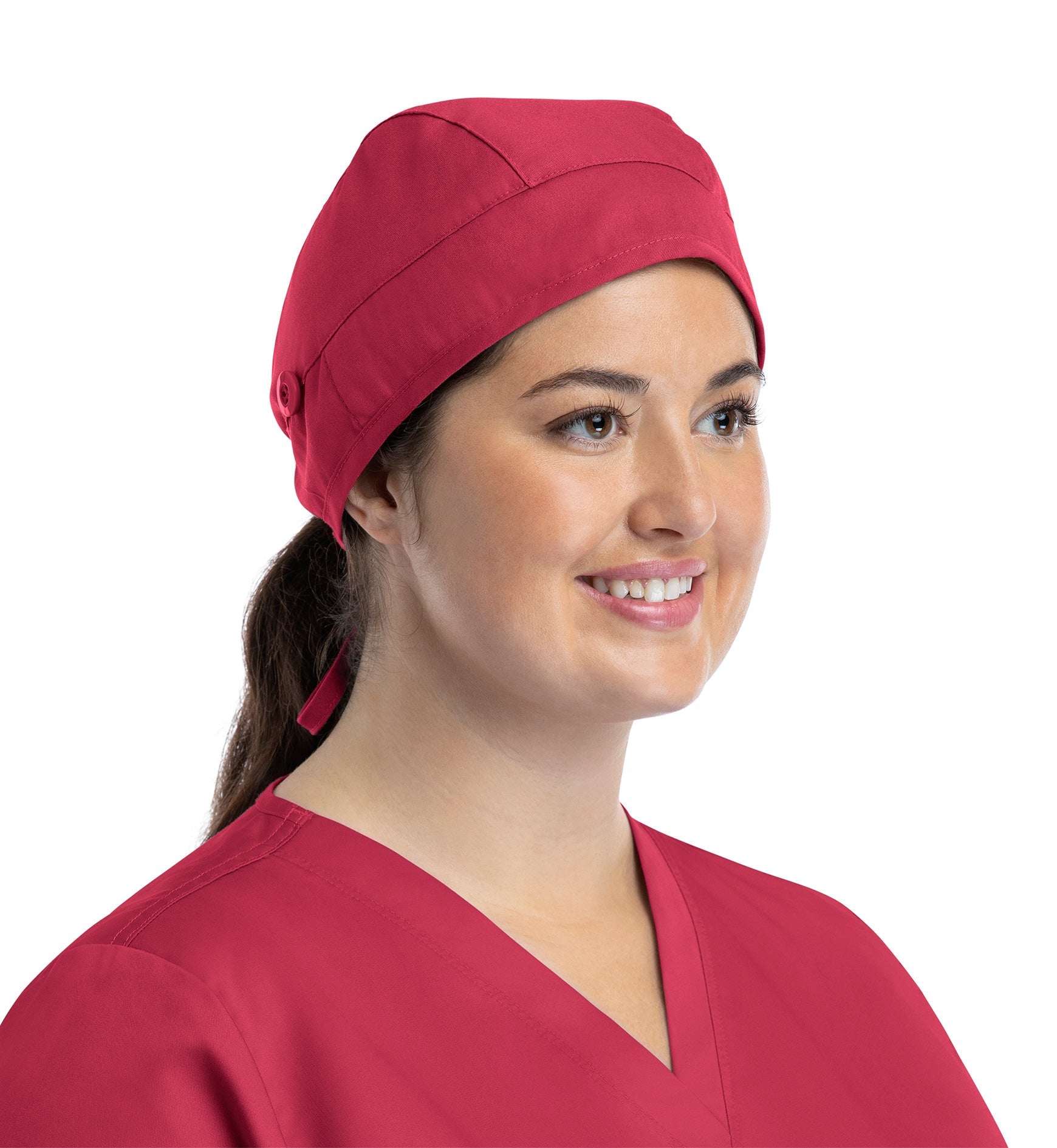 Scrub Caps NC015 Unisex Cap With Button Deep Coral (DCRB)