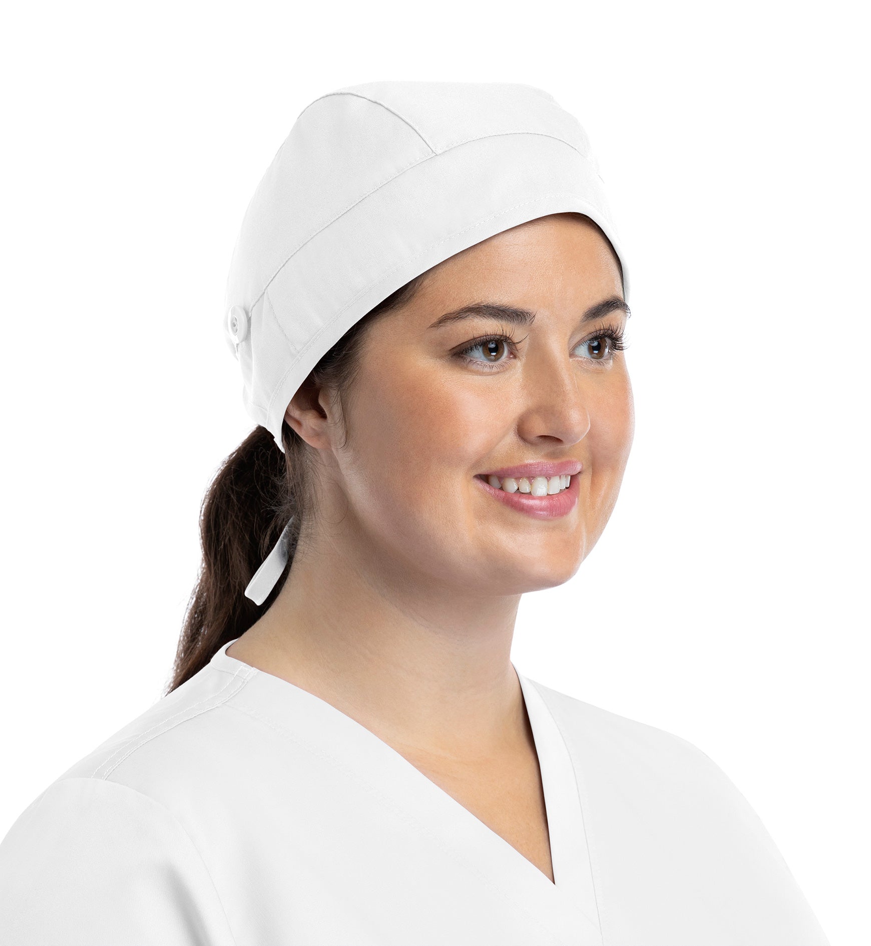 Scrub Caps NC015 Unisex Cap With Button White (WHTA)