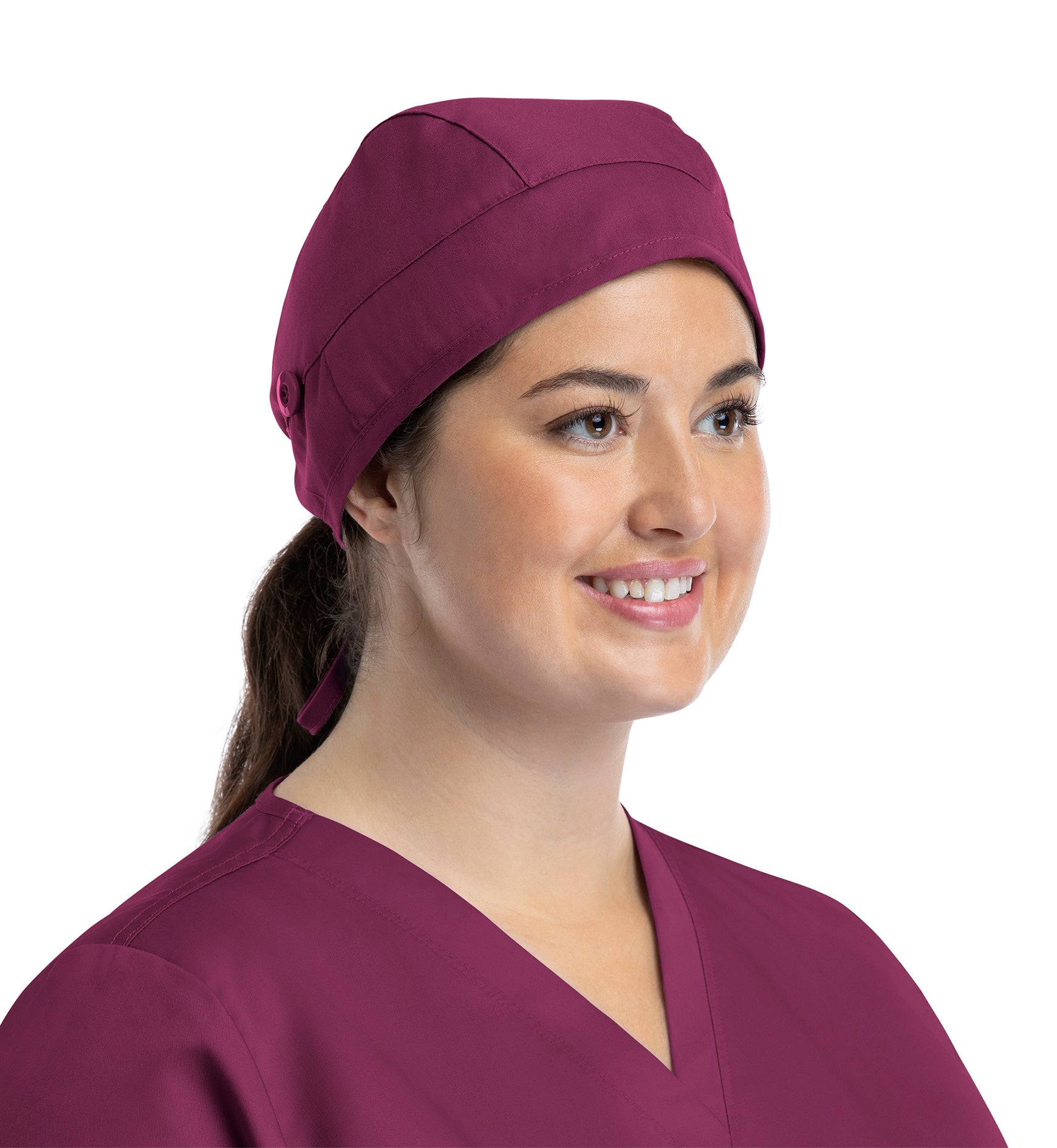 Scrub Caps NC015 Unisex Cap With Button Wine (WINA)