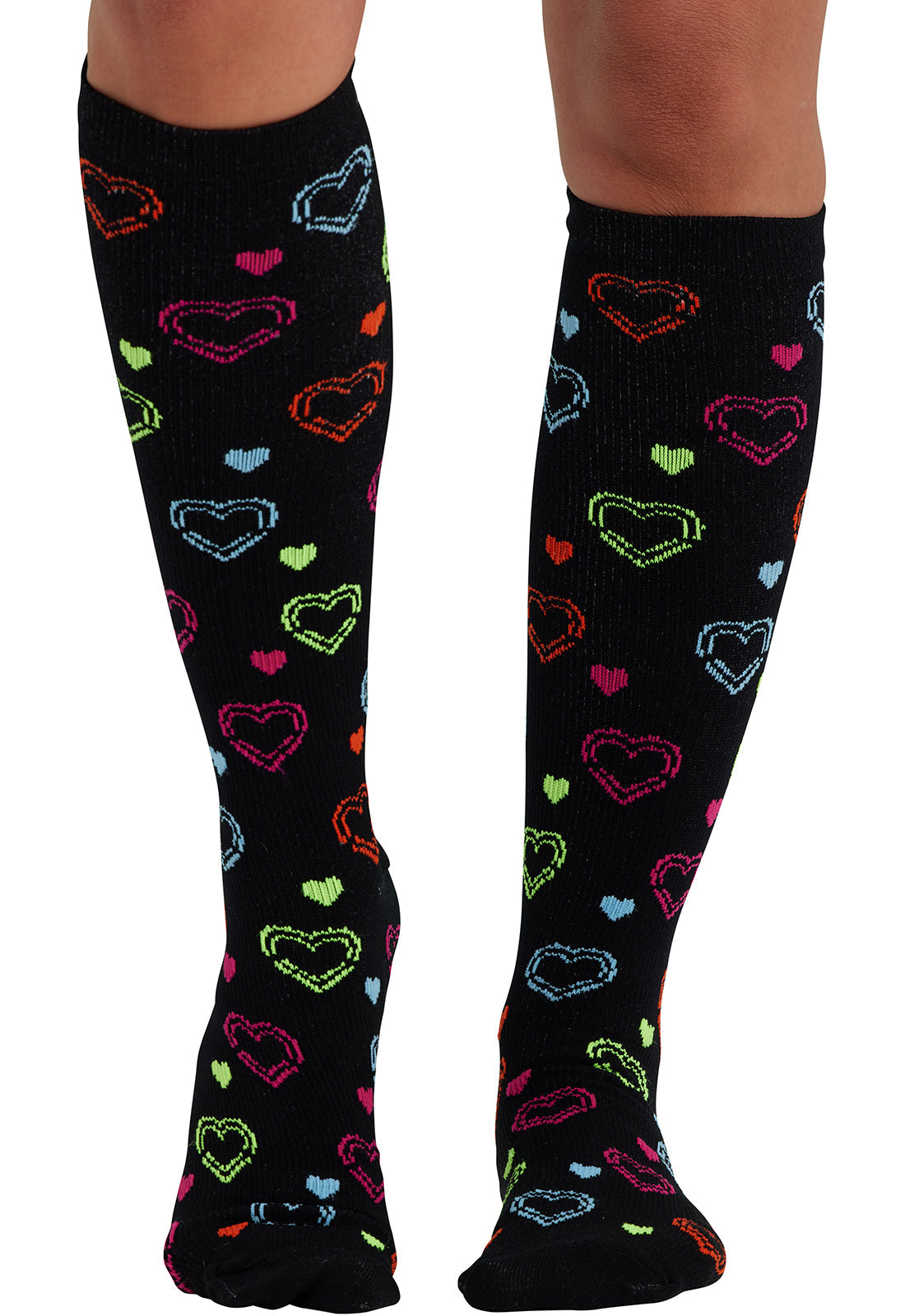 Legwear PRINTSUPPOR Women's 10-15mmHg Compression Socks Hearts On The Line