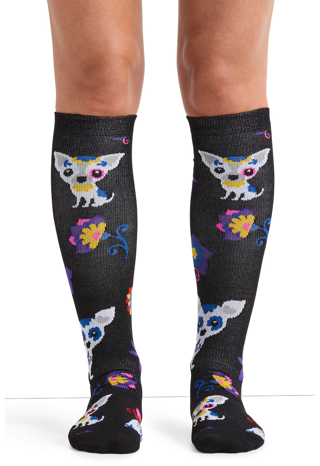 Legwear PRINTSUPPORT Women's 10-15mmHg Compression Socks Sugar Skull Pups