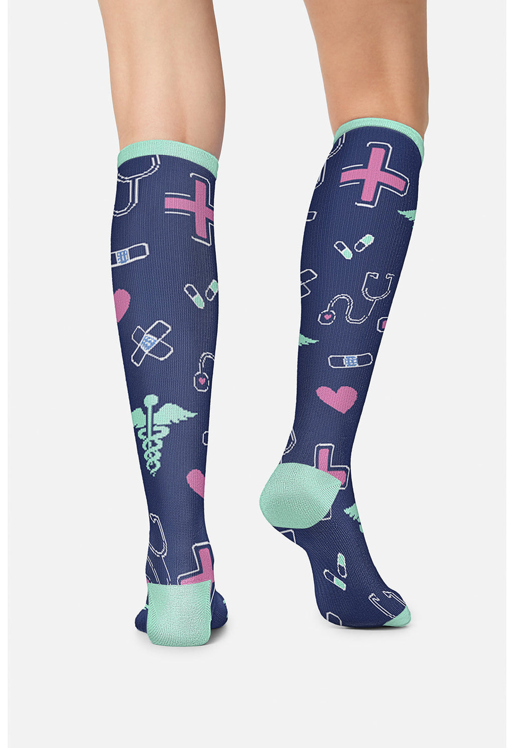 Legwear PRINTSUPPOR Women's 10-15Mmhg Compression Socks Symbols Of Care
