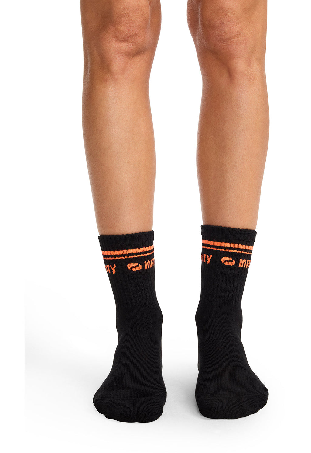 Infinity Legwear RALLY Unisex Athletic Crew Socks Black/Vivid Orange
