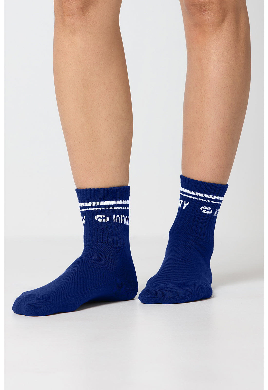 Infinity Legwear RALLY Unisex Athletic Crew Socks Navy/White
