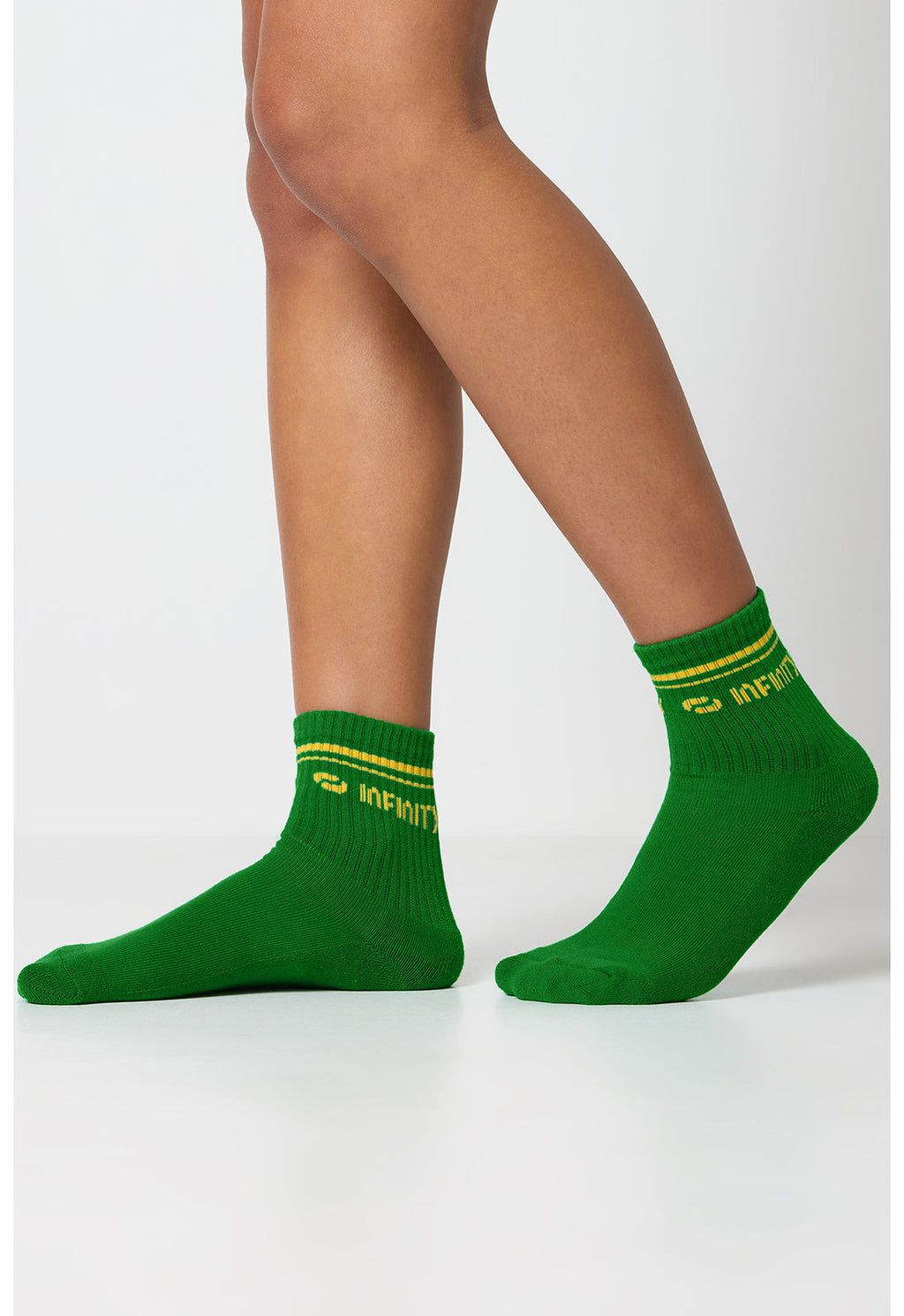 Infinity Legwear RALLY Unisex Athletic Crew Socks Retro Green/Butterscotch