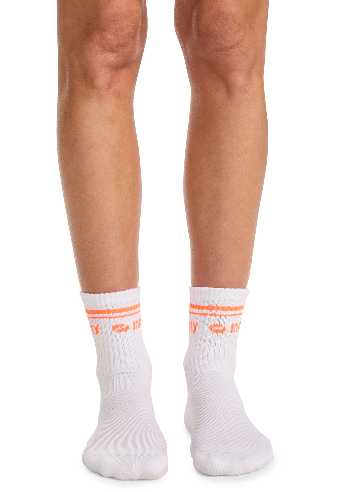 Infinity Legwear RALLY Unisex Athletic Crew Socks White/Vivid Orange