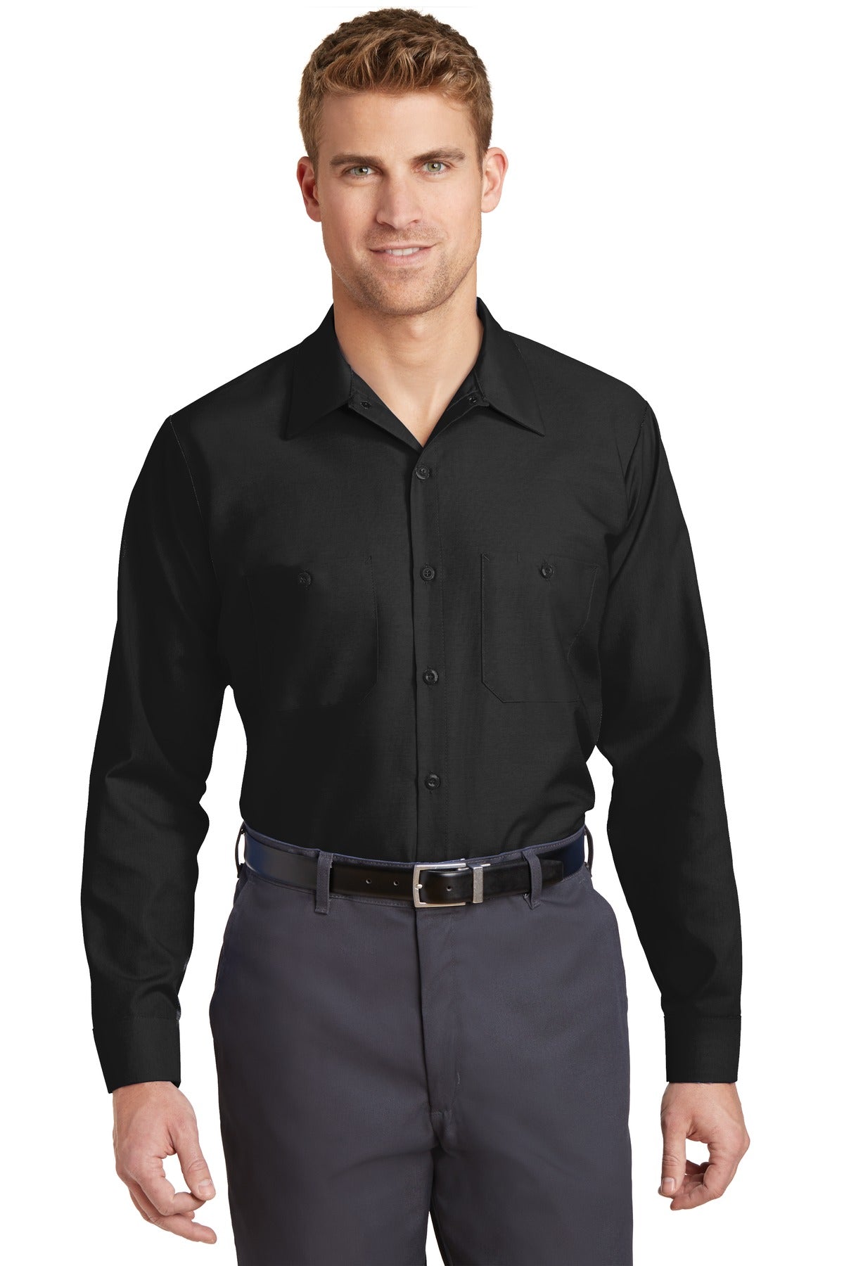 Red Kap Long Size Long Sleeve Industrial Work Shirt SP14LONG Black