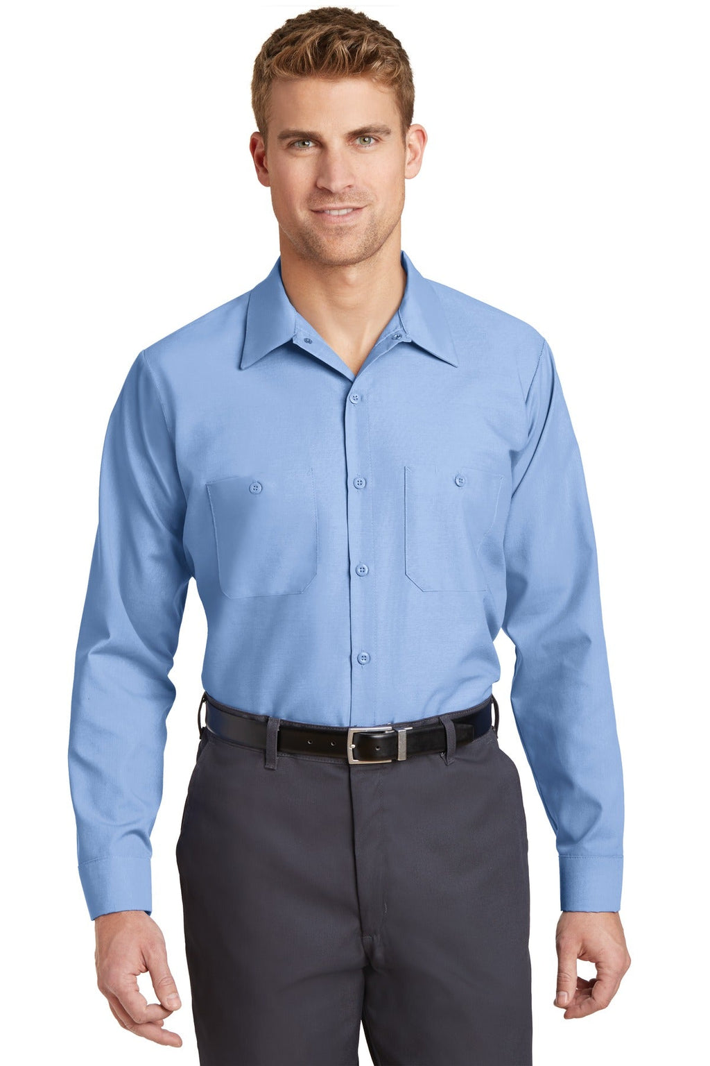 Red Kap Long Size Long Sleeve Industrial Work Shirt SP14LONG Light Blue