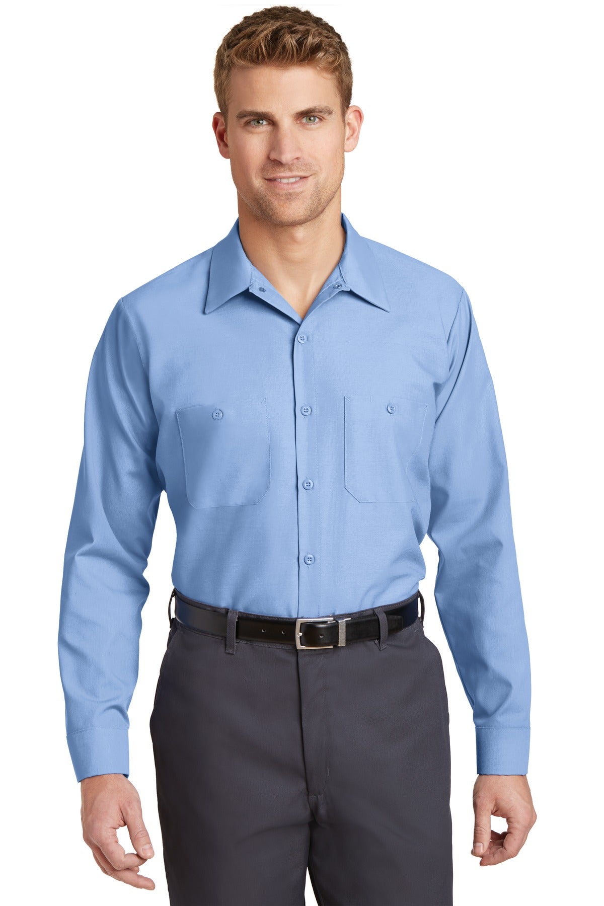 Red Kap Long Size Long Sleeve Industrial Work Shirt SP14LONG Light Blue