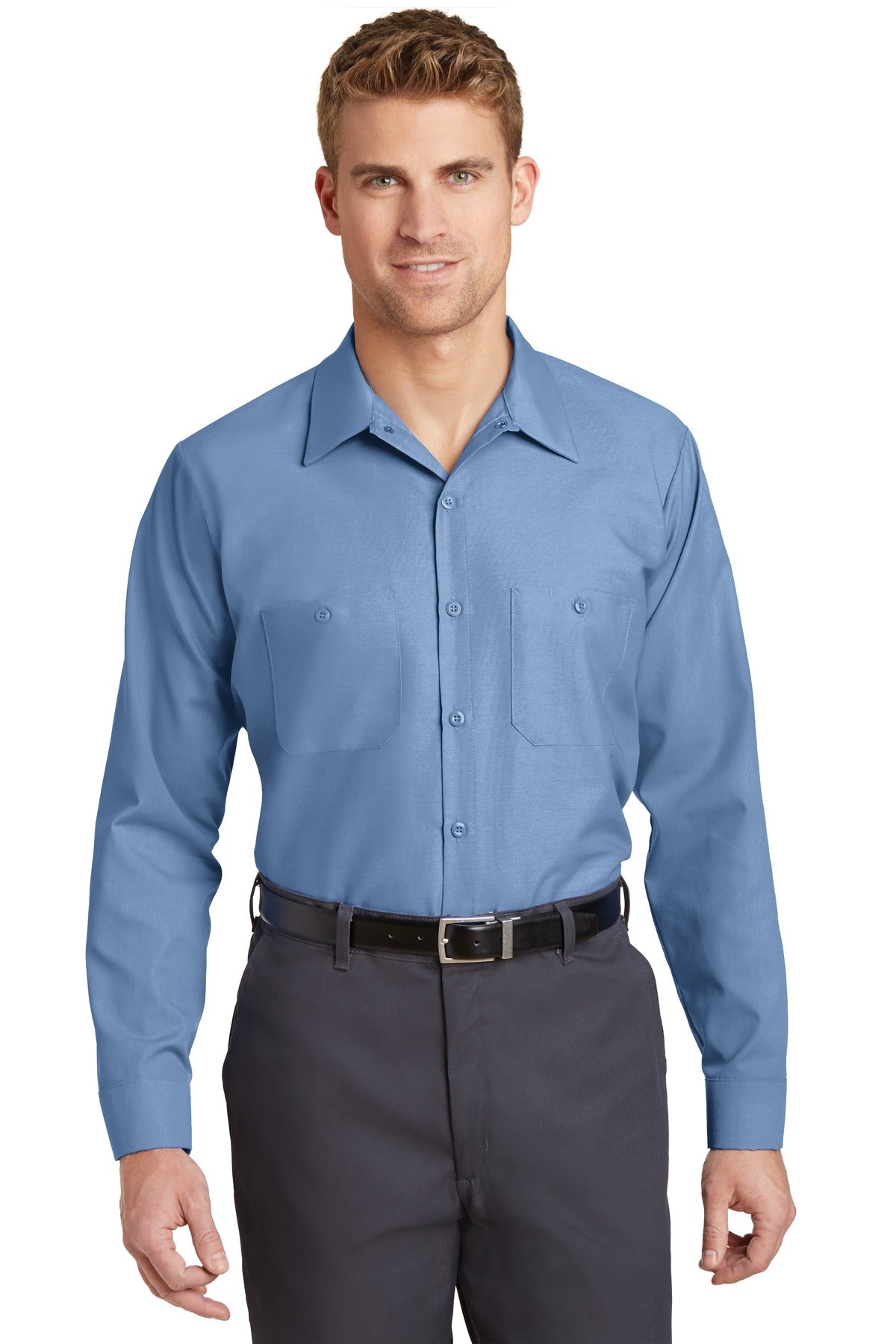 Red Kap Long Size Long Sleeve Industrial Work Shirt SP14LONG Petrol Blue