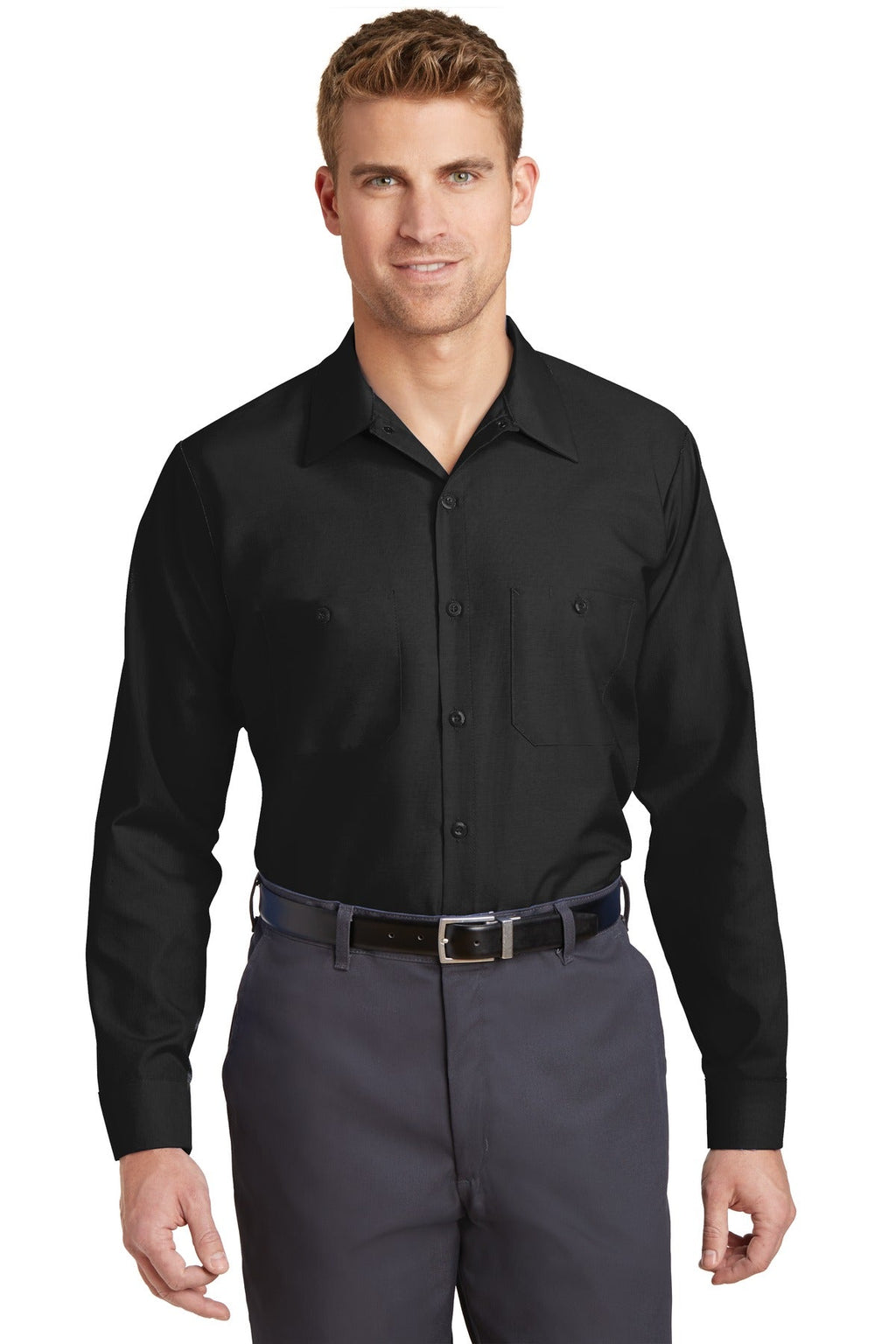 Red Kap Long Sleeve Industrial Work Shirt SP14 Black