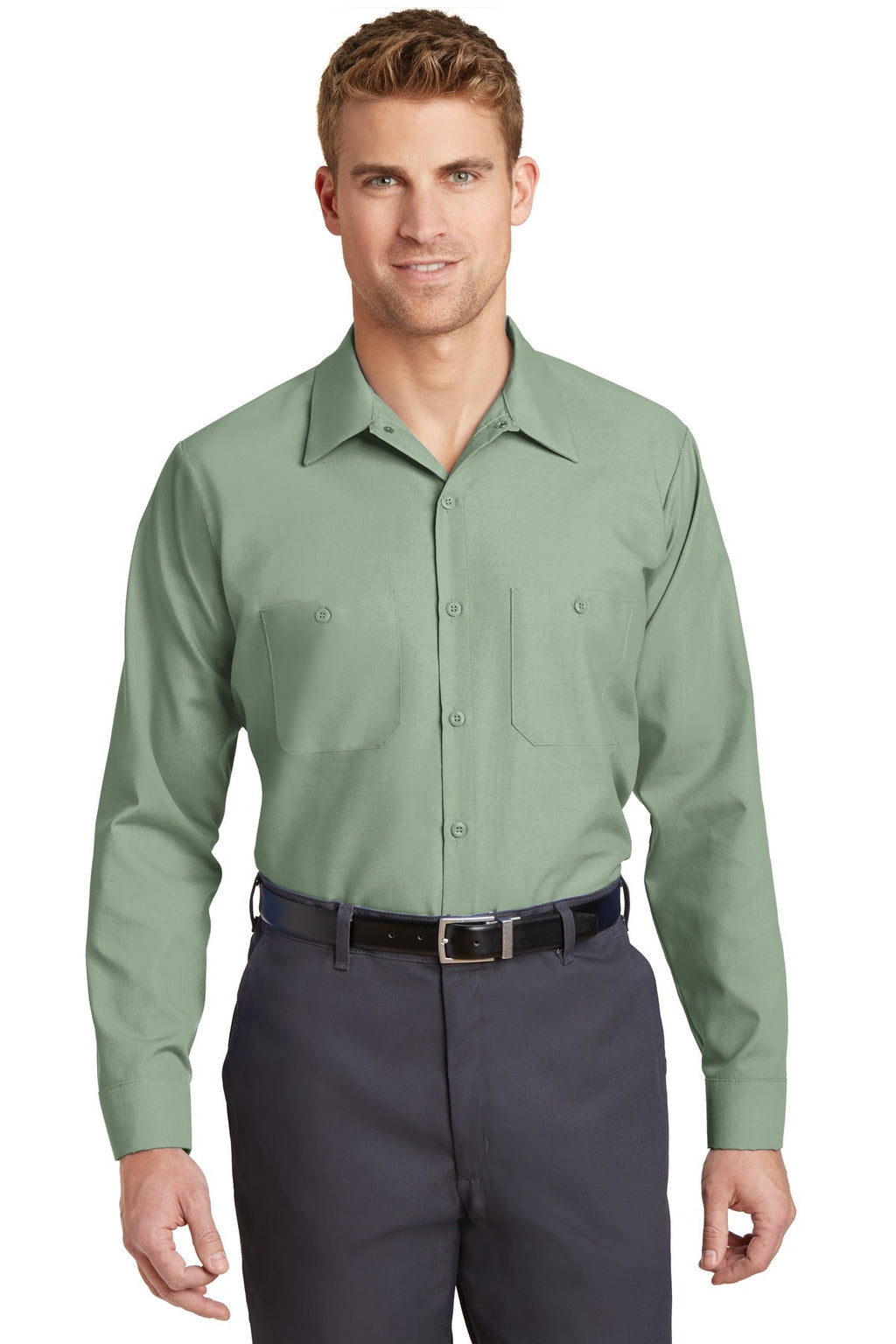 Red Kap Long Sleeve Industrial Work Shirt SP14 Light Green