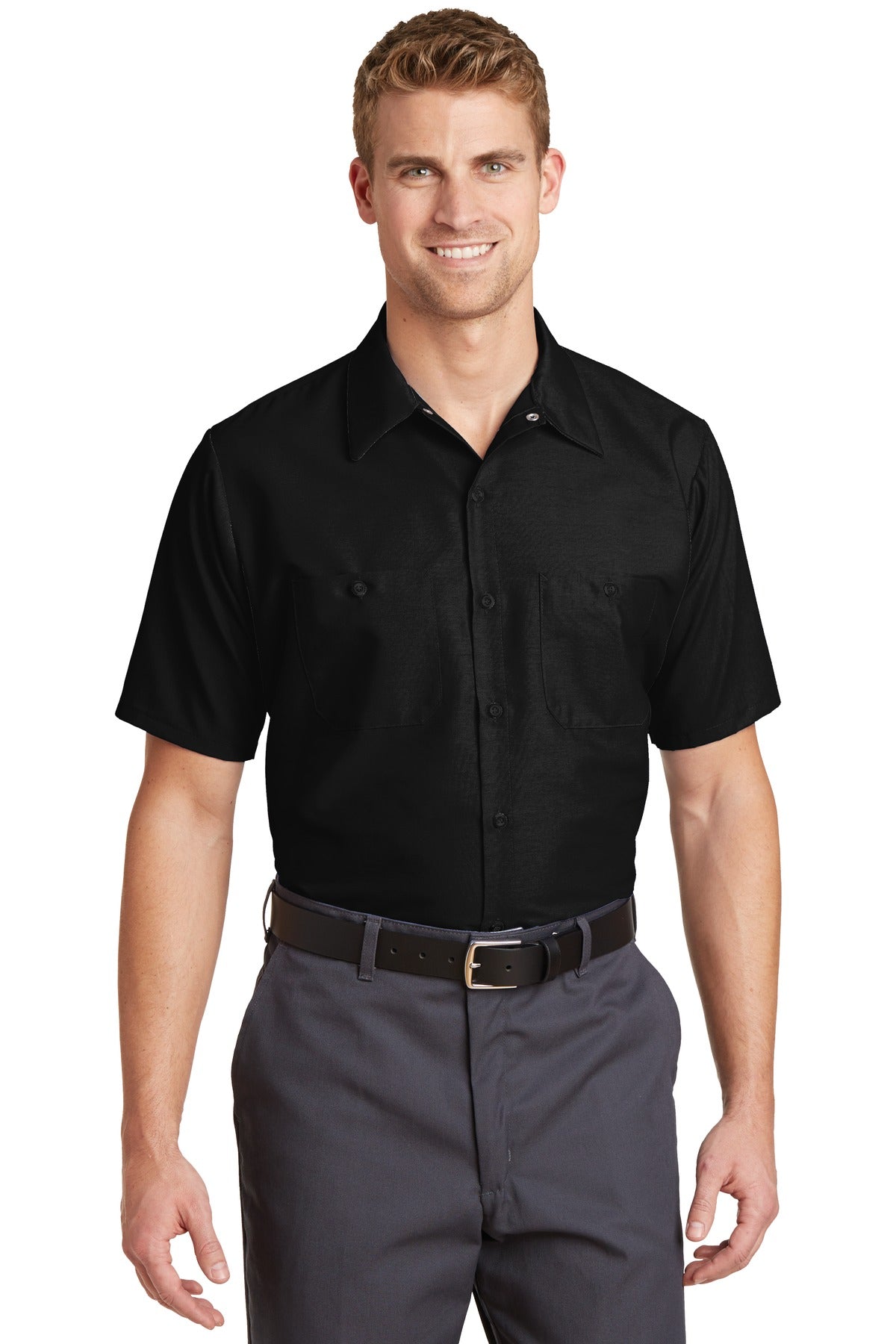 Red Kap Long Size Short Sleeve Industrial Work Shirt SP24LONG Black