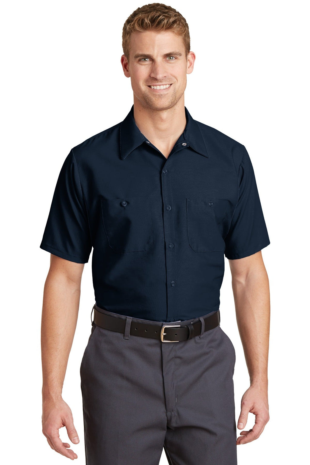 Red Kap Long Size Short Sleeve Industrial Work Shirt SP24LONG Navy