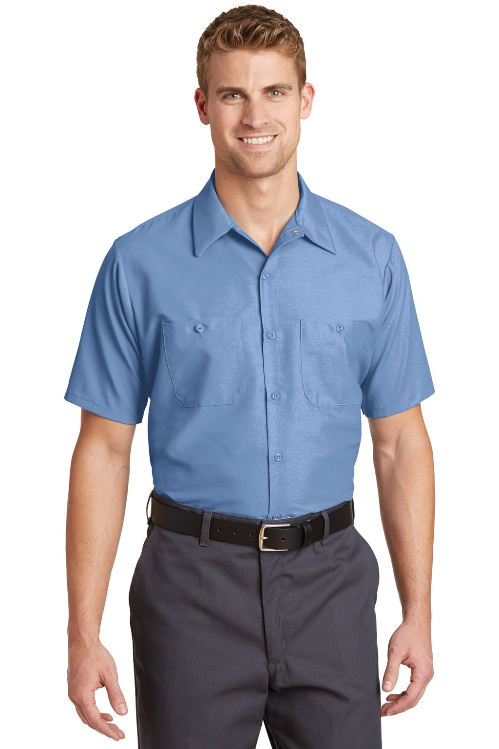 Red Kap Long Size Short Sleeve Industrial Work Shirt SP24LONG Petrol Blue