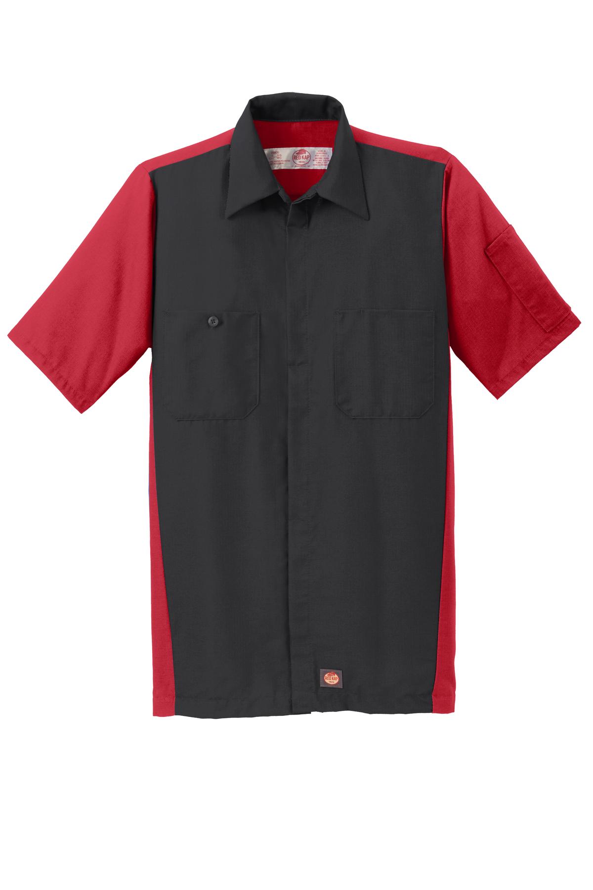 Red Kap Short Sleeve Ripstop Crew Shirt SY20 Black/Red