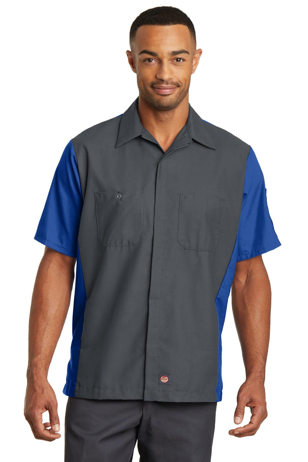 Red Kap Short Sleeve Ripstop Crew Shirt SY20 Charcoal/Royal