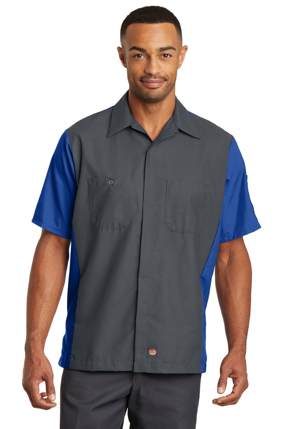 Red Kap Short Sleeve Ripstop Crew Shirt SY20 Charcoal/Royal