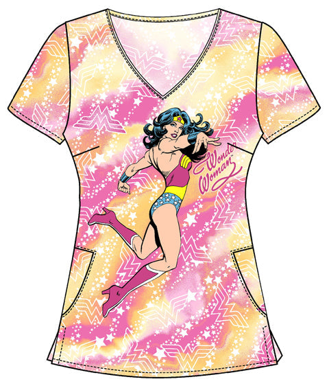 Tooniforms TF626 Print V-Neck Top Tiger Tie Dye