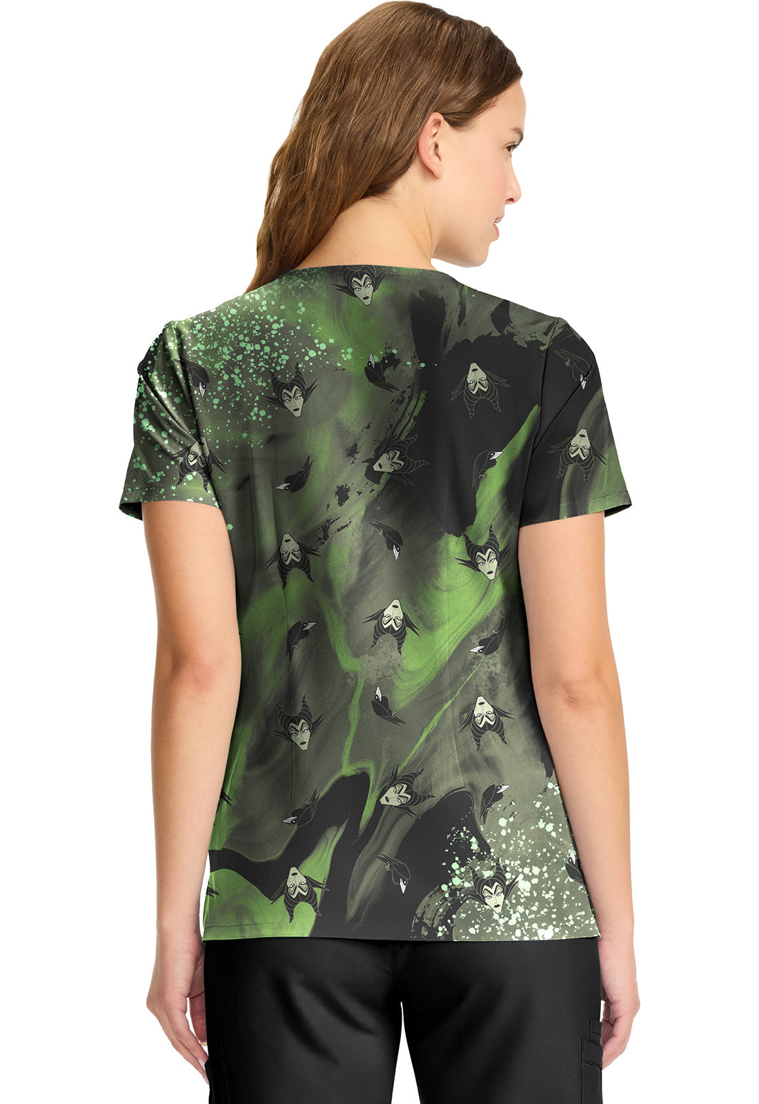 Tooniforms TF626 Print V-Neck Top Dark Clouds