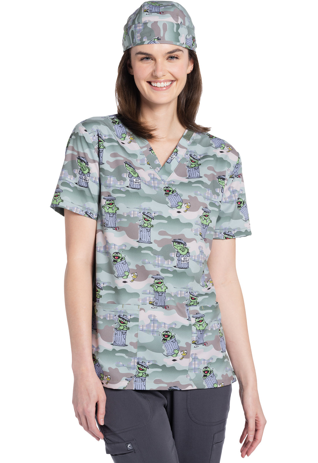 Tooniforms TF728 Unisex V-Neck Print Top Grouchy Pants