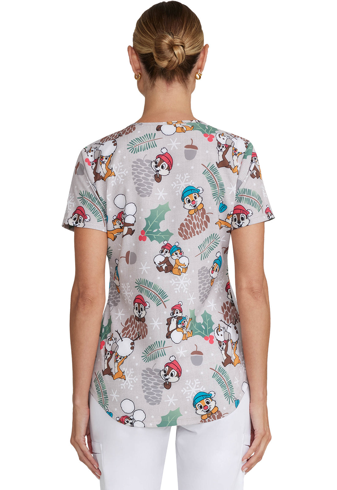 Licensed TF737 V-Neck Print Top Nuts About Winter Model Image Back | Tooniforms