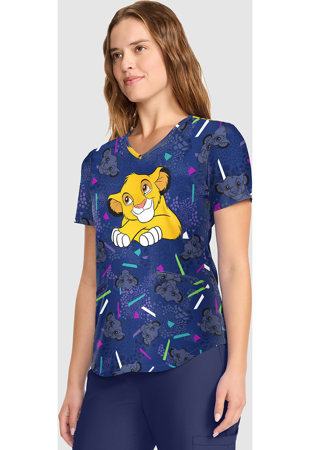 Tooniforms TF737 Women's V-Neck Print Scrub Top My Big Heart