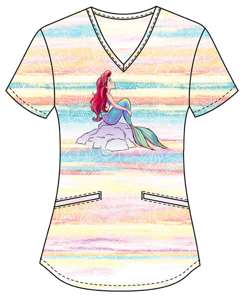 Tooniforms TF737 Print V-Neck Top Vibe With The Tide