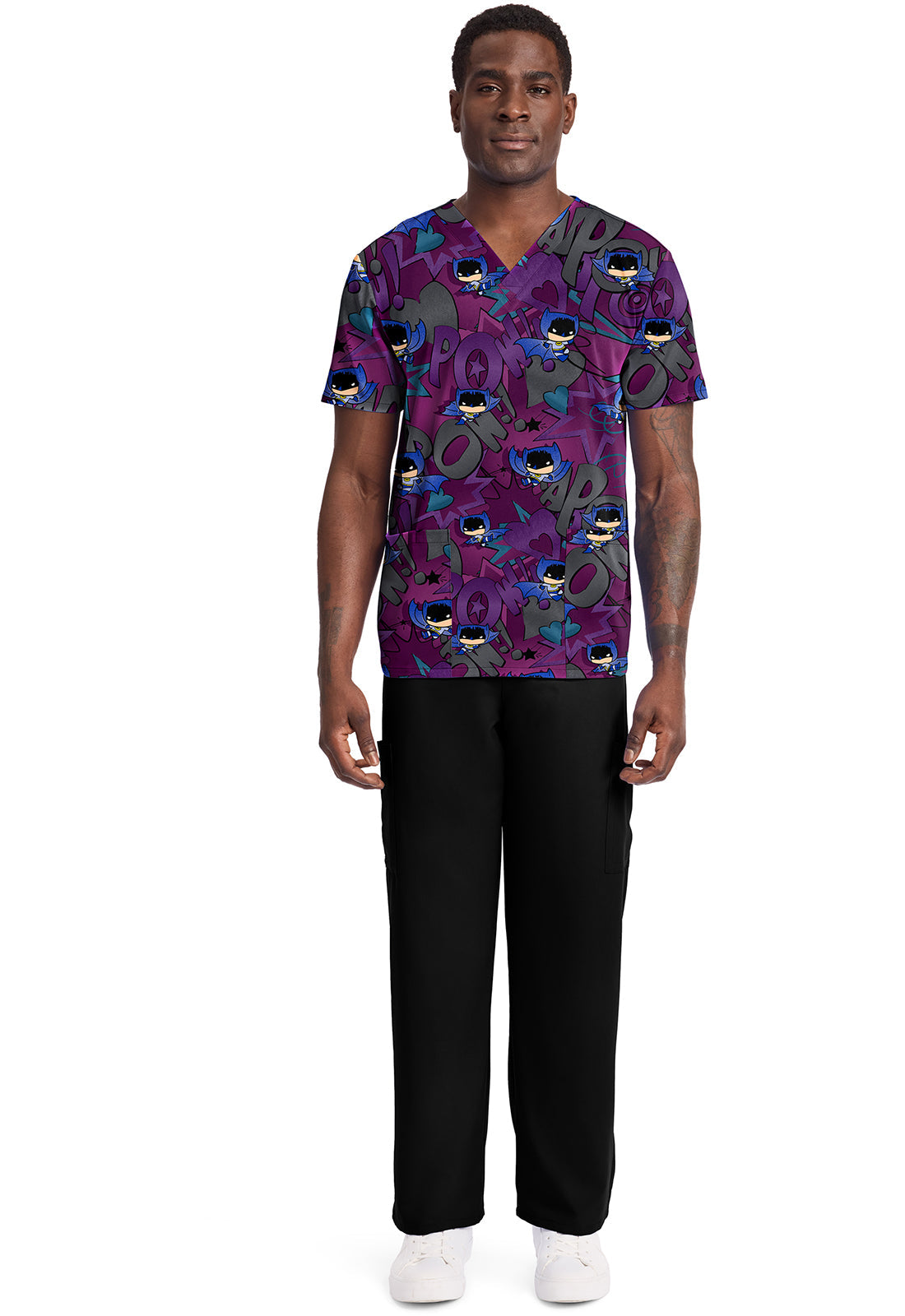 Tooniforms TF788 Men's Print V-Neck Top Comic Hero