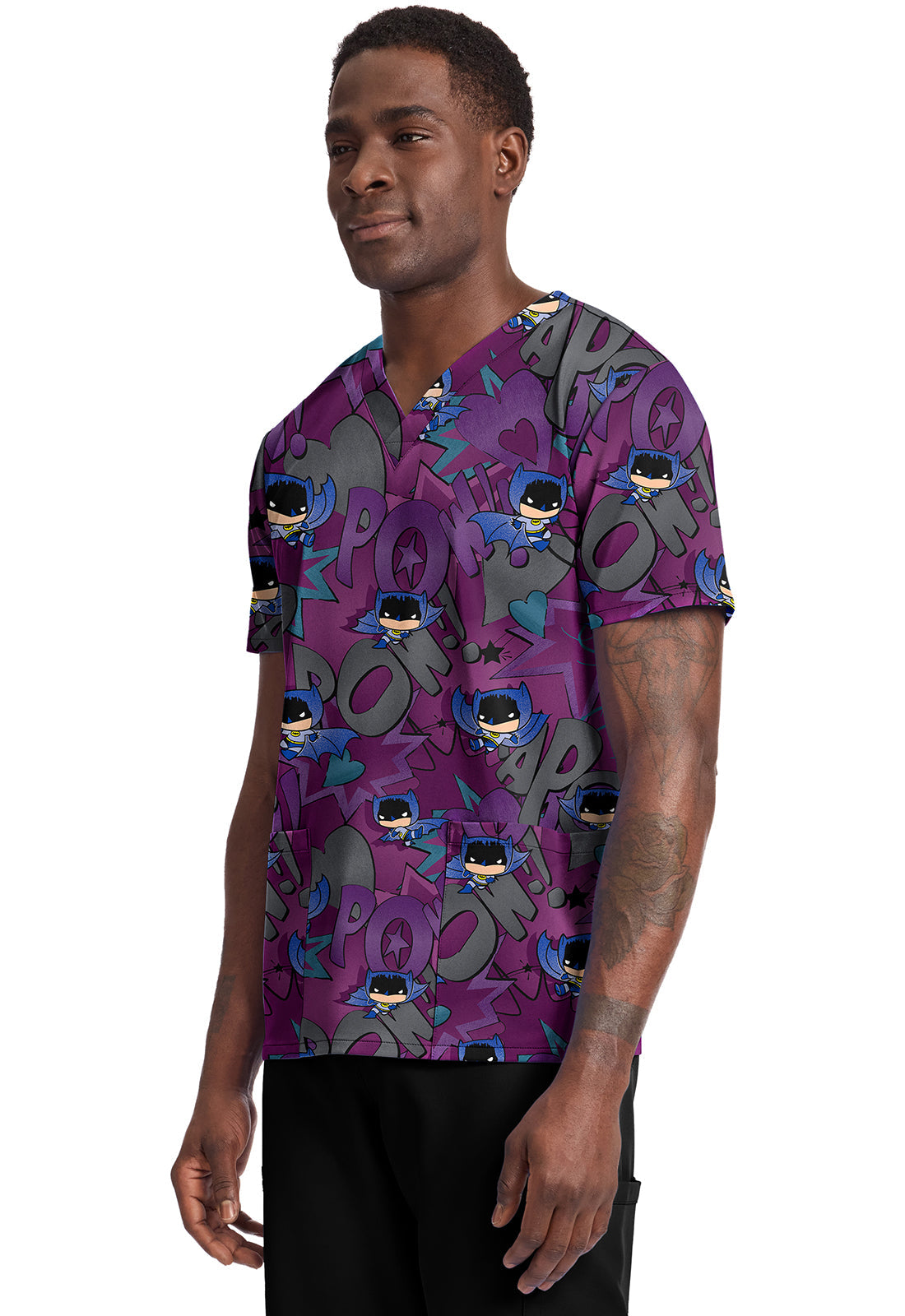 Tooniforms TF788 Men's Print V-Neck Top Comic Hero