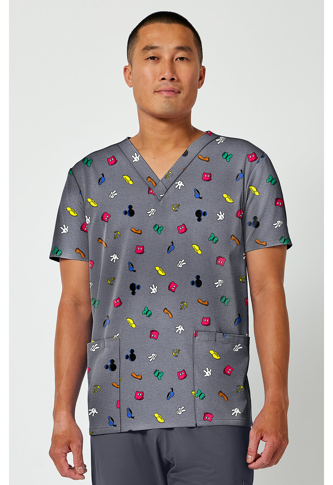 Tooniforms TF788 Men's Print V-Neck Scrub Top Iconic Friendship
