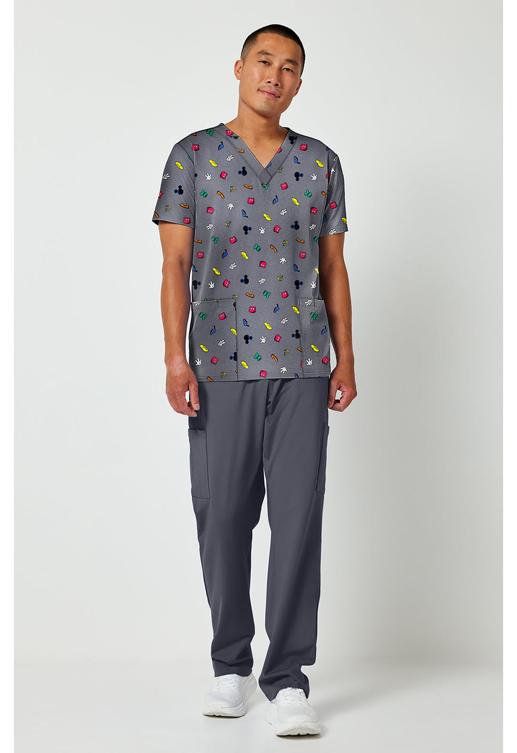 Tooniforms TF788 Men's Print V-Neck Scrub Top Iconic Friendship