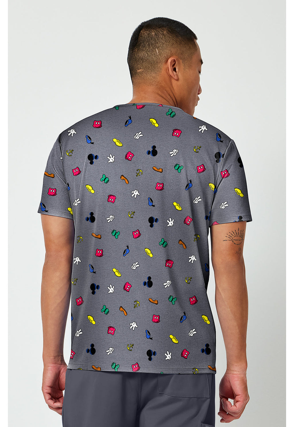 Tooniforms TF788 Men's Print V-Neck Scrub Top Iconic Friendship