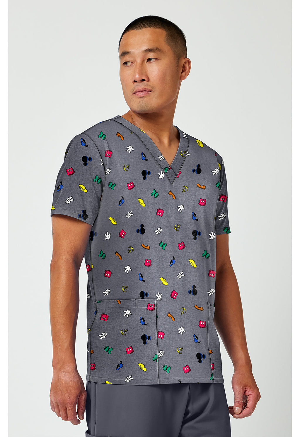 Tooniforms TF788 Men's Print V-Neck Scrub Top Iconic Friendship