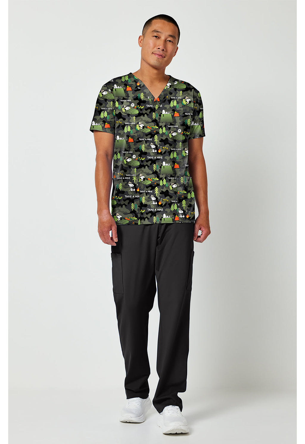 Tooniforms TF788 Men's Print V-Neck Scrub Top Snoopy Outdoors