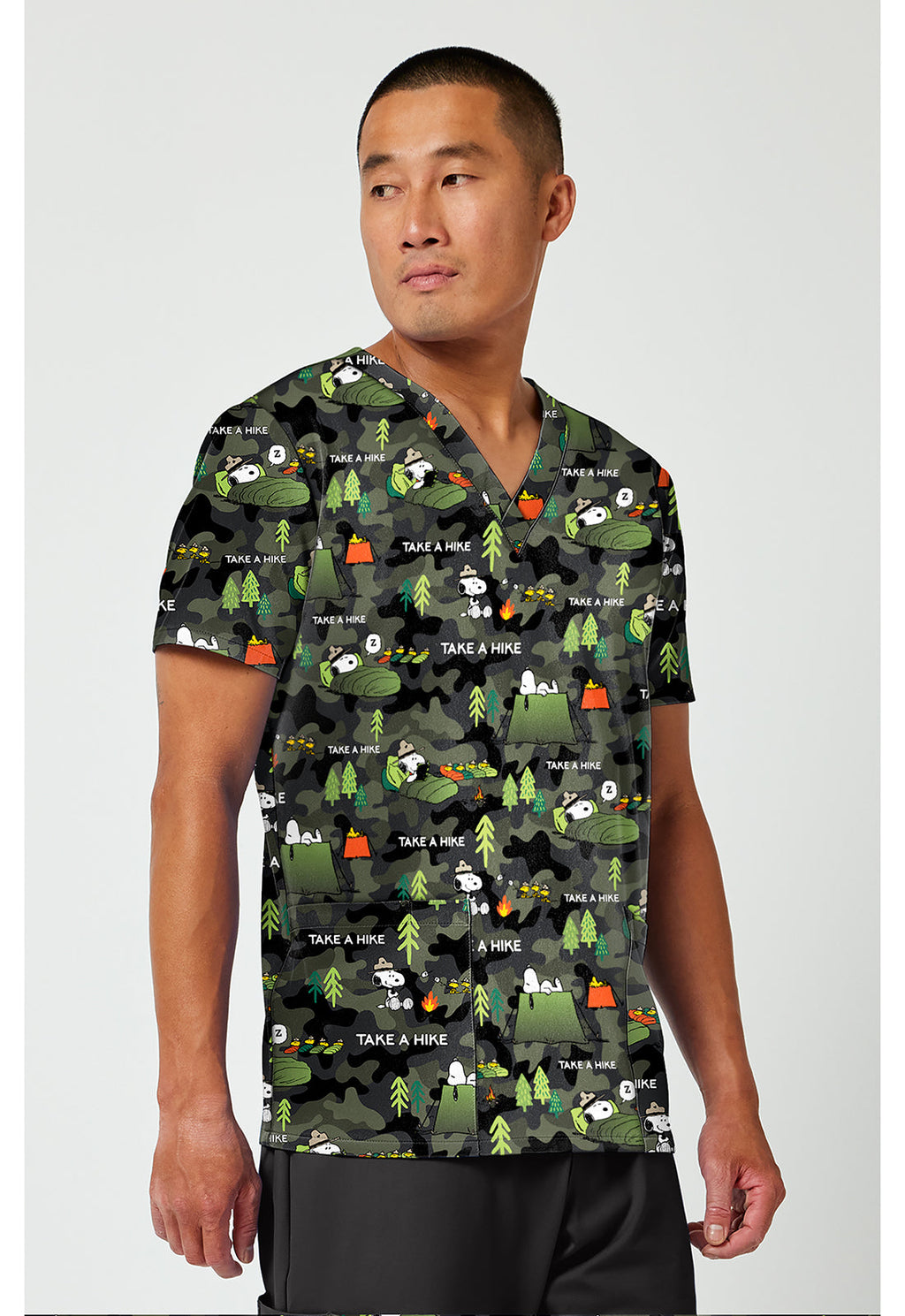 Tooniforms TF788 Men's Print V-Neck Scrub Top Snoopy Outdoors